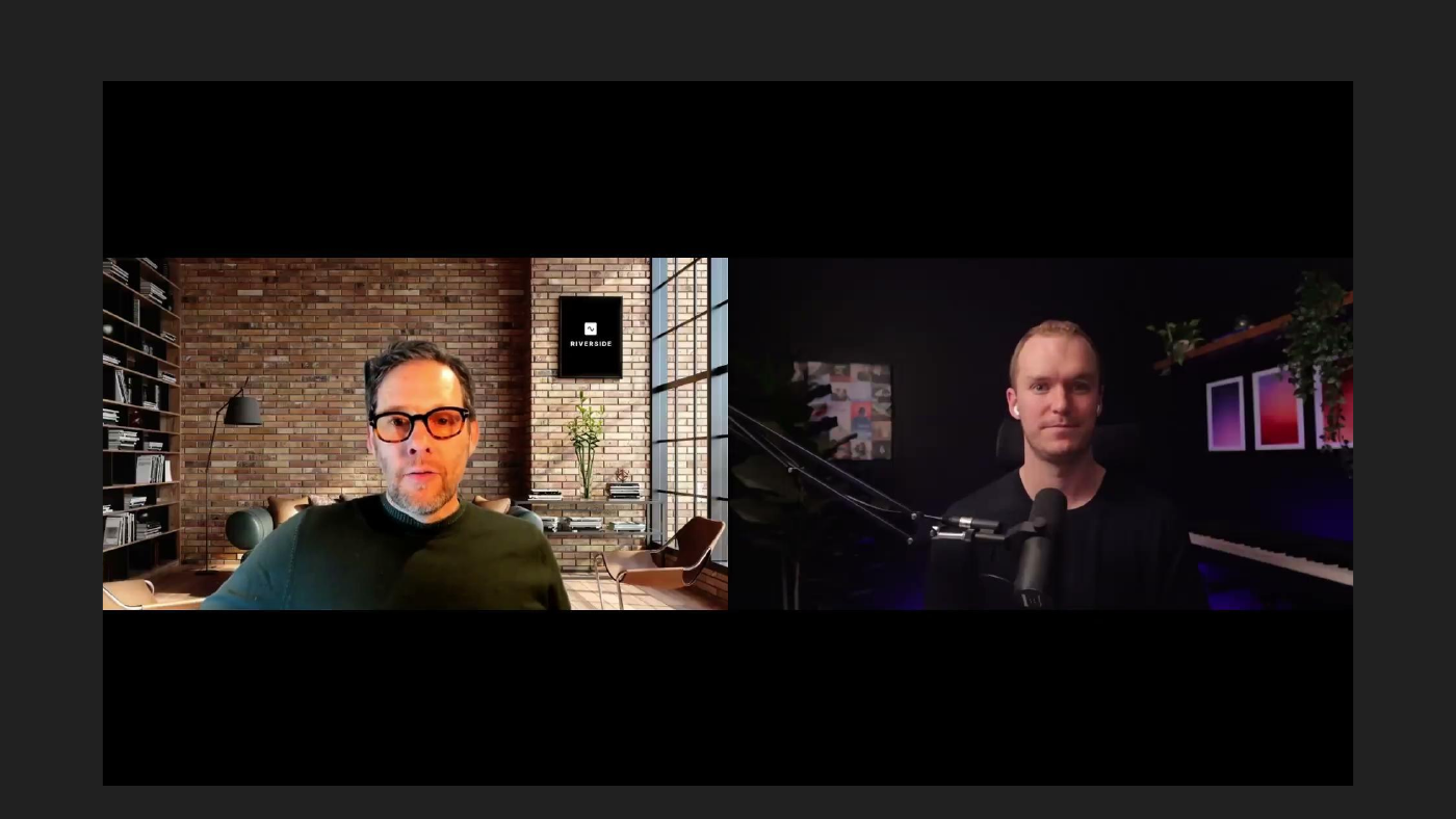 Jesse Kulp speaking with Dive Club host Ridd in a split-screen interview